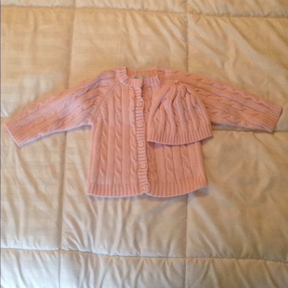 Little pink sweater with matching hat